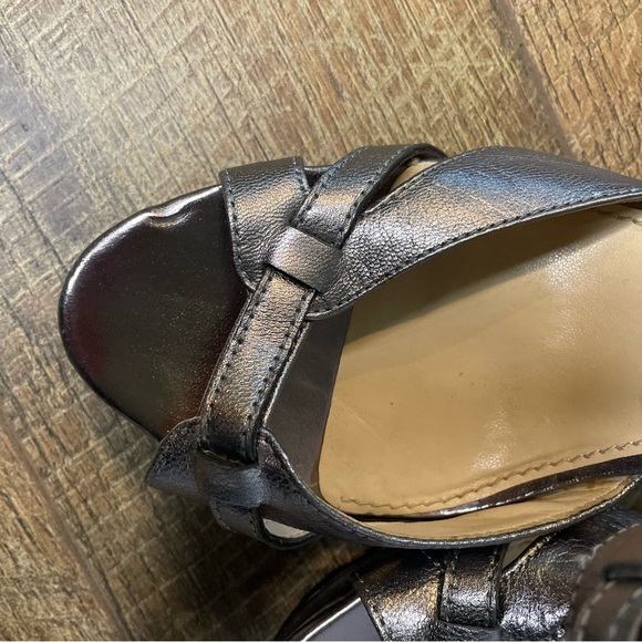 Calvin Klein POSHA Metallic Strappy Platform Block Heel Sandals 10M Silver 4” - Picture 10 of 12
